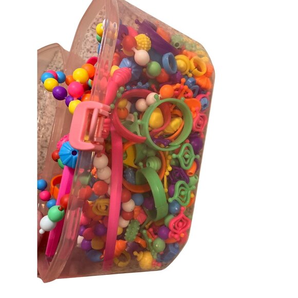 Children's Beading Toy Kit Cordless Pop Snap Together Beads with Storage Box - Picture 9 of 13